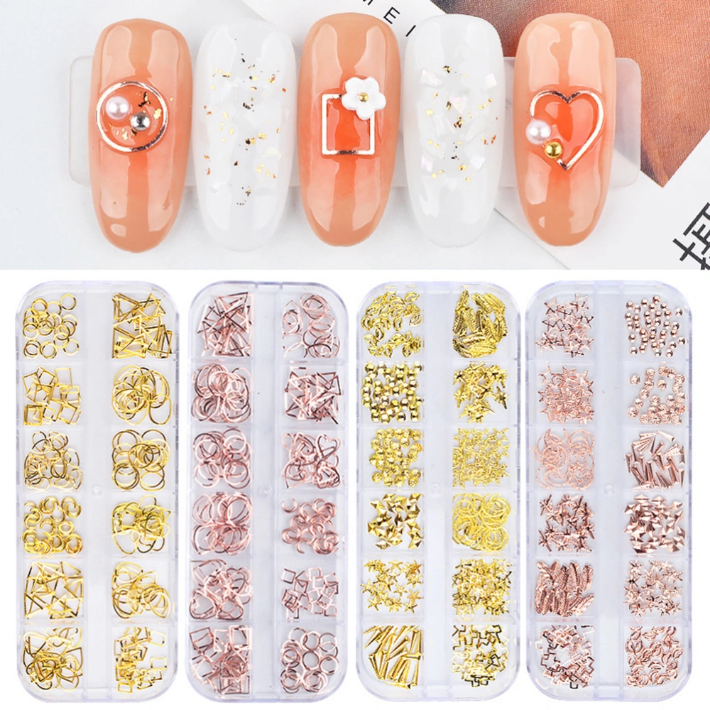 1 Box of Nail Charms Metal Rivets DIY Fingernail Patches Nail Art Decorations Accessoires (Style 2)