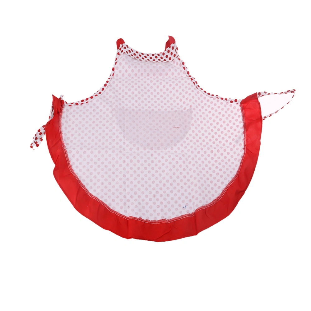 Polka Dotted Bowknot Decor Halter-neck Style Sleeveless Women's Kitchen Cooking Apron with Pocket (Red)