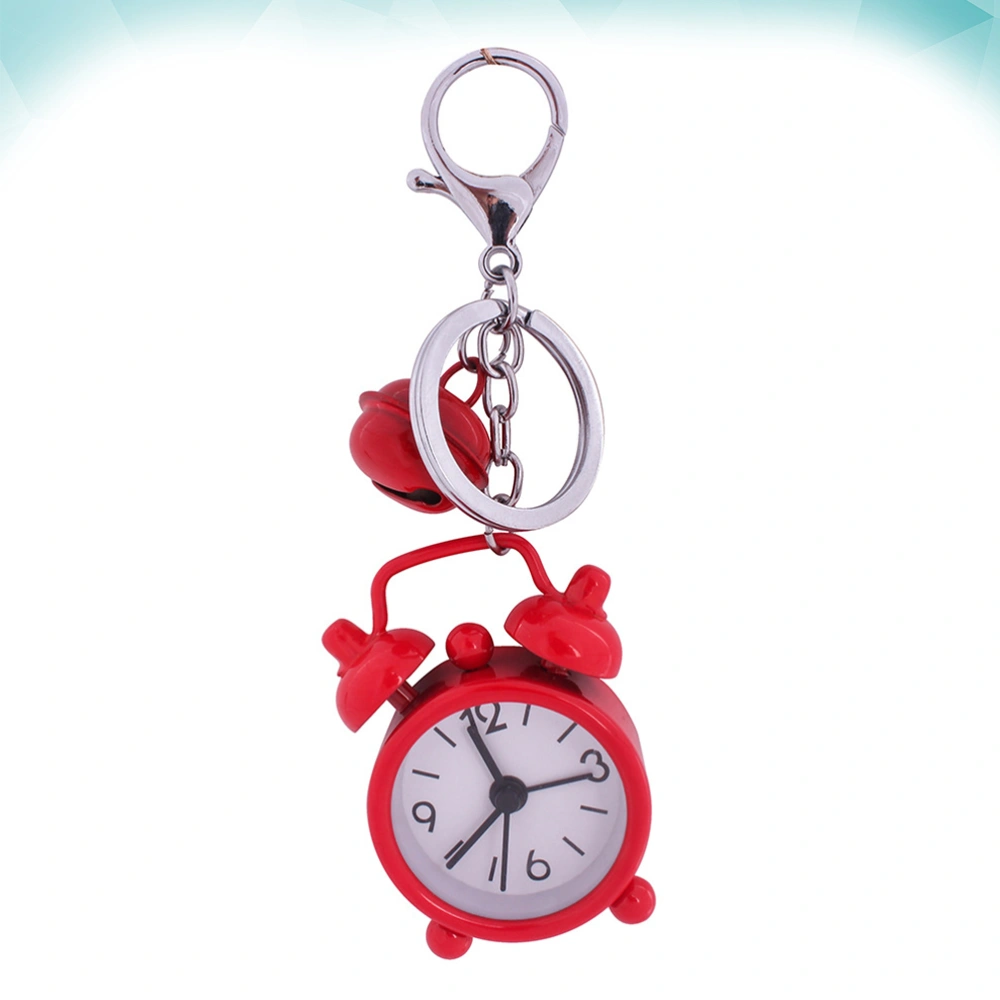 1PC Mini Clock Keychain Alarm Clock Keyring Creative Key Holder Bag Pendant Gift Key Chain for Students Red