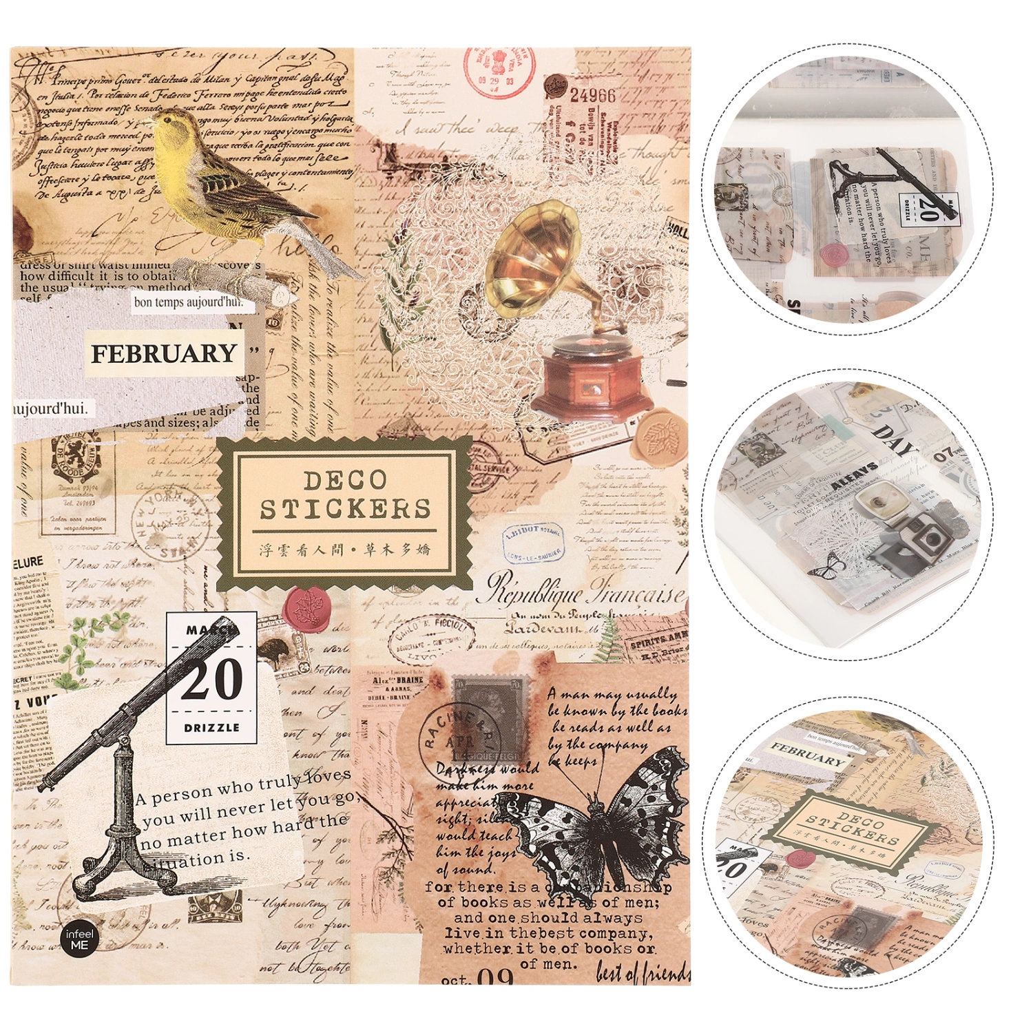 1 Pack Vintage Journal Kit Aesthetic Journaling Supplies Hand Account Stickers