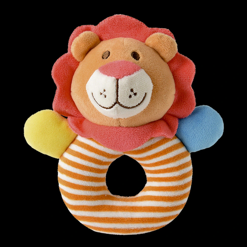 Baby Plush Animal Hand Grip Rattles Toys Stuffed Doll Developmental Toys for Infants Toddlers Newborn (Lion)