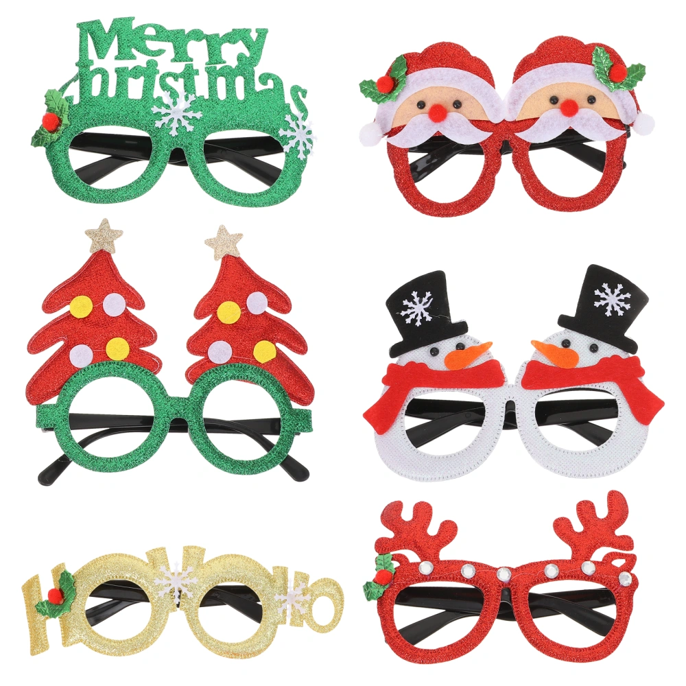 6pcs Christmas Glasses Photo Props Party Decorative Eyeglasses Xmas Party Eyewear