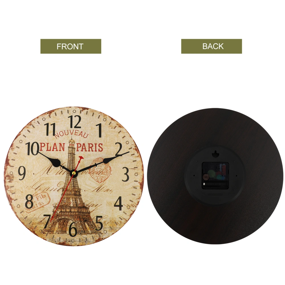 1pc Wall Clock Wooden Round Hanging Clock Home Dorm Living Room Decoration