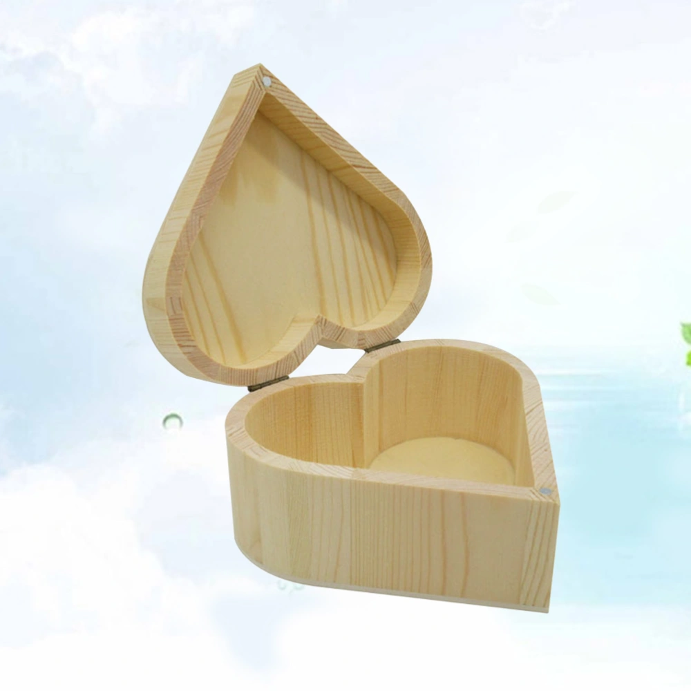 Heart Shaped Solid Wood Jewelry Gift Box Case Jewelry Bearer Box Holder for Wristchain Bracelet Bangle Earrings