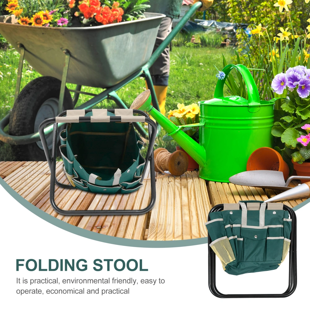 1 Set Durable Garden Tool Bag Practical Folding Stool Portable Folding Chair