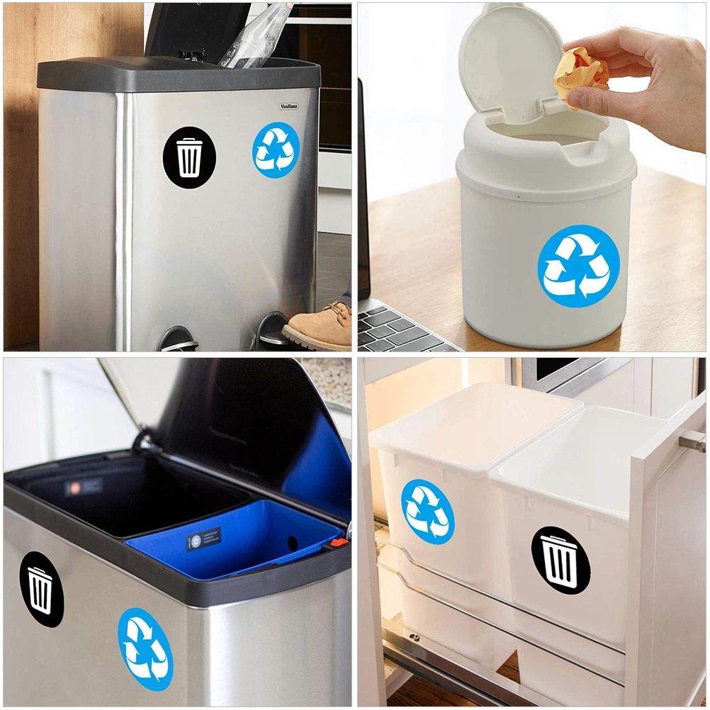 1 Set of 6 Sheets PVC Garbage Sorting Stickers Adhesive Trash Bin Sticker