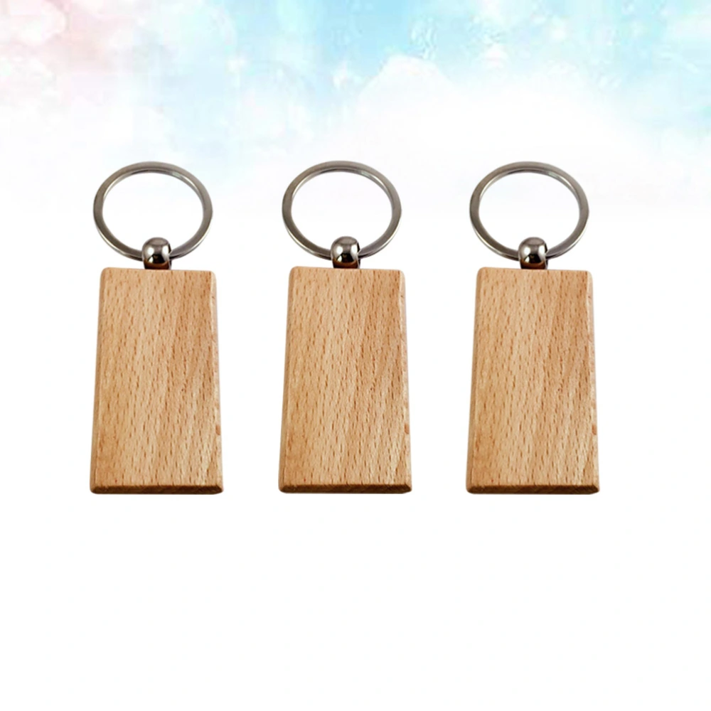 5pcs Beech Wood Keychain DIY Creative Keyring Fashionable Gift Hanging Ornament for Girls and Women (Right Angle Rectangle)