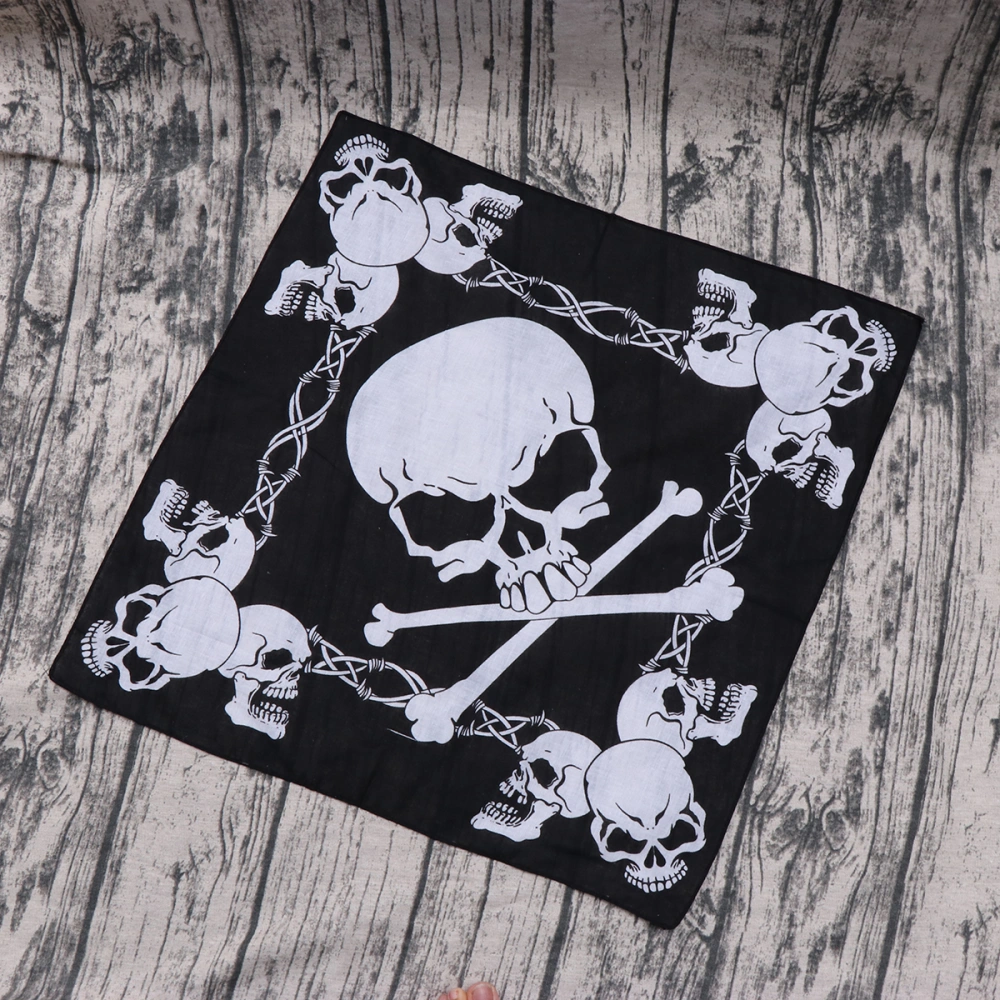 12pcs Halloween Large Skull Pattern Bandana Hair Accessory Pirate Handkerchief for Bar Cosplay Party Decoration