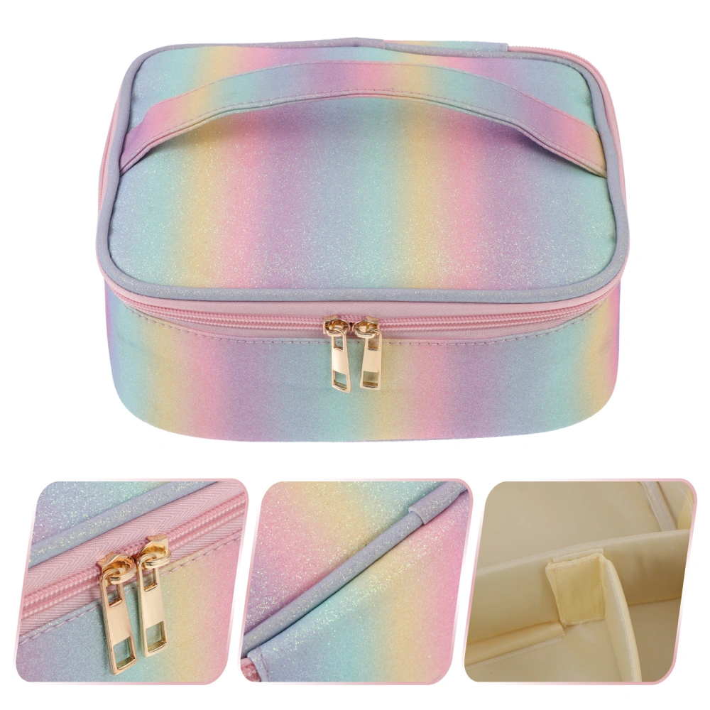 1Pc Colored Makeup Bag Household Stripe Cosmetics Bag Portable Personal Care Bag