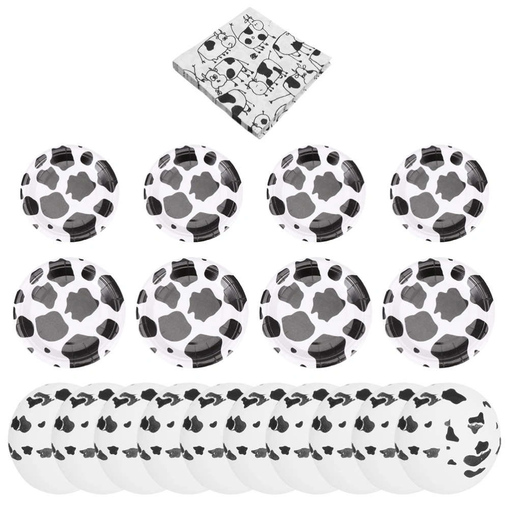 1 Set Cow Party Supplies Disposable Tableware Cow Pattern Plates Balloons Napkin