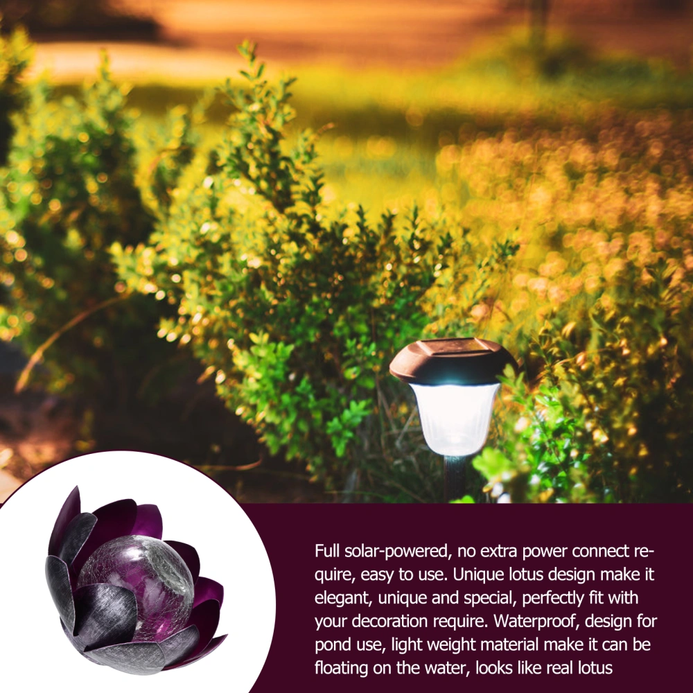 1Pc Solar Exquisite Lotus Lamp Pool Landscape Decorative Light Decor Lamp Purple