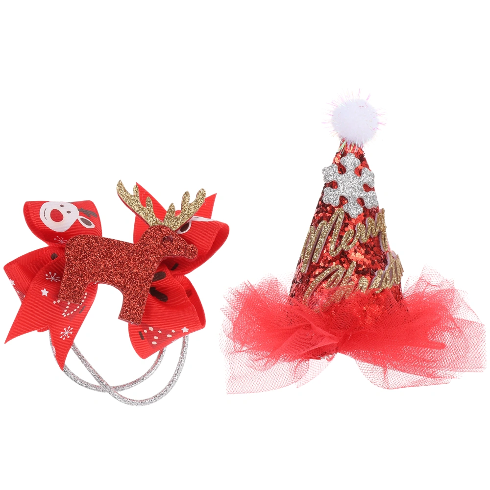 2pcs Christmas Kids Decorative Headdresses Hairpins Hair Ties Hair Decorations