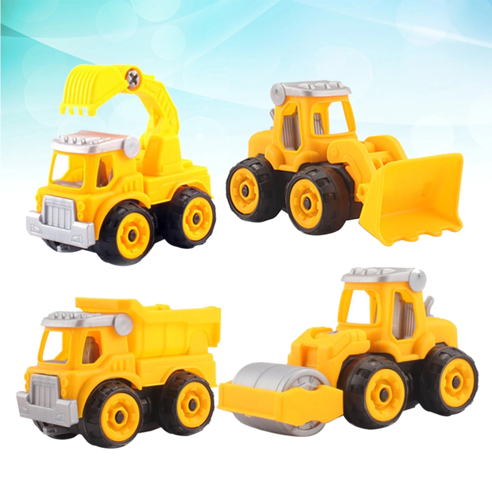 4pcs DIY Dismantling Car Toy Funny Engineering Car Assembling Toy Creative Excavator Model Educational Auto Toy for Kids (Random Style)