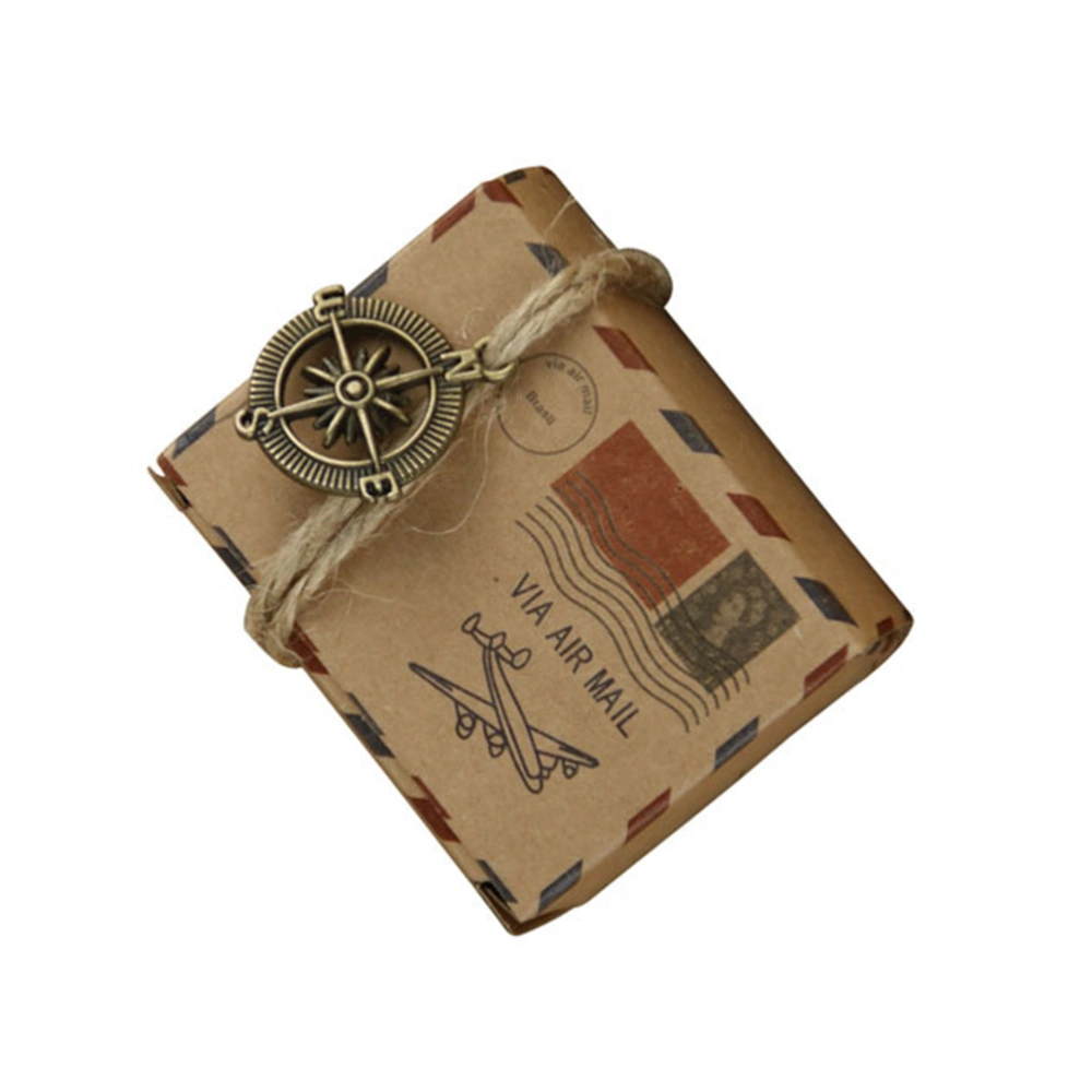 50pcs Vintage Airmail Design Favor Boxes Bonbonniere with Compass Kraft Paper Treat Boxes Wedding Favors Gift Boxes (with Compass and Hemp Rope)