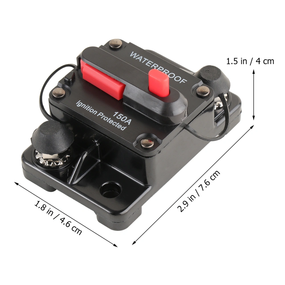 150A Waterproof High Amp Manual Reset Dual Stud Circuit Breaker with Switch (Black)