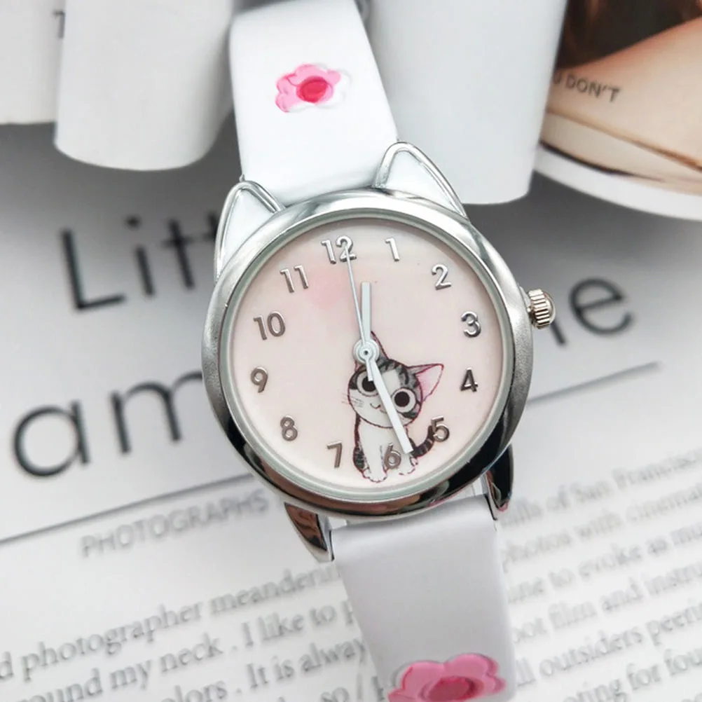 1Pc Adorable Cartoon Kitten Quartz Watches Fashionable Girls Wrist Watch