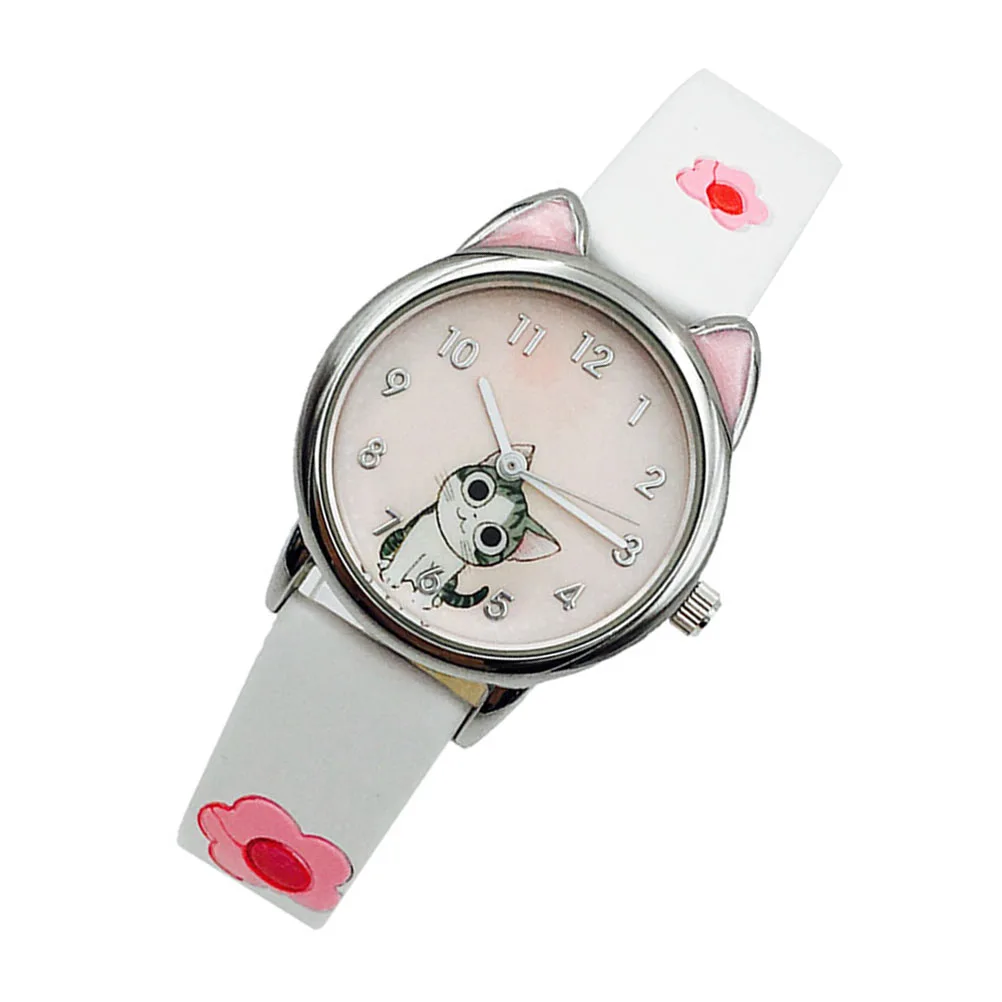 1Pc Adorable Cartoon Kitten Quartz Watches Fashionable Girls Wrist Watch