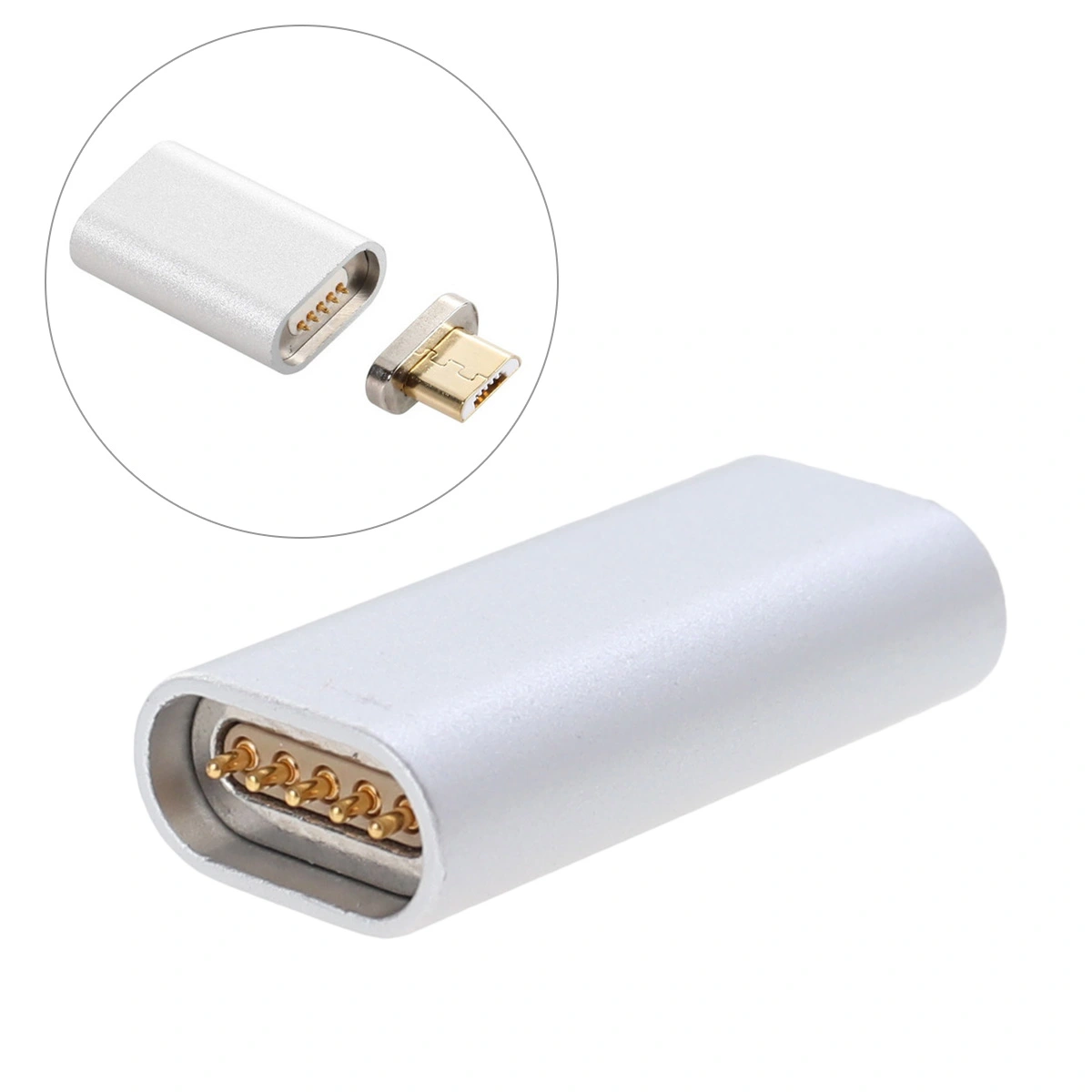 1pc USB Type C Connector USB C to Type C Connector for Android Cellphone (Silver)