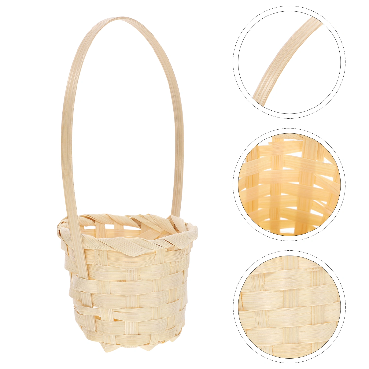 5pcs Bamboo Weaving Picnic Basket Practical Flower Holder Home Storage Basket