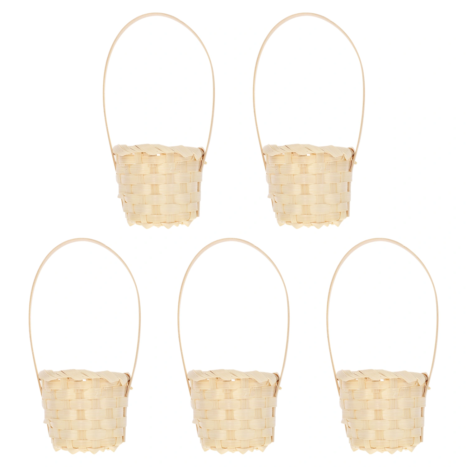 5pcs Bamboo Weaving Picnic Basket Practical Flower Holder Home Storage Basket