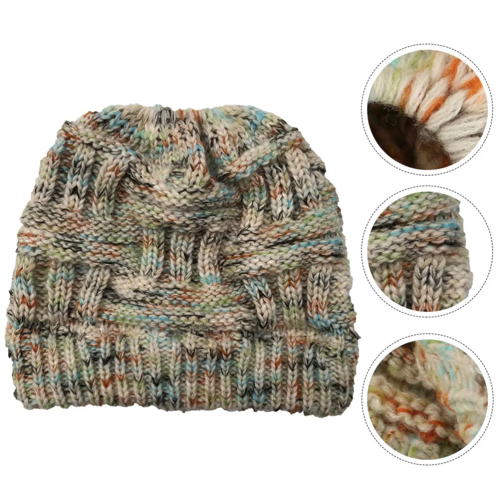 1Pc Woolen Knitting Wool Hat Warm Hat Ponytail Hat for Woman Lady Girl