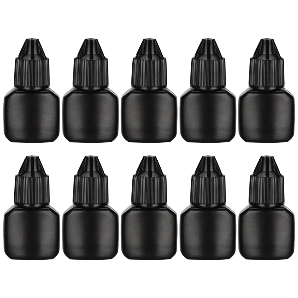 10 Sets Grafting Eyelash Glue Bottle Empty Refillable Bottles Portable Eyelash Glue Storage Container for Home Travel (Bottle + Bottle + Bottle Stopper for Each Set)