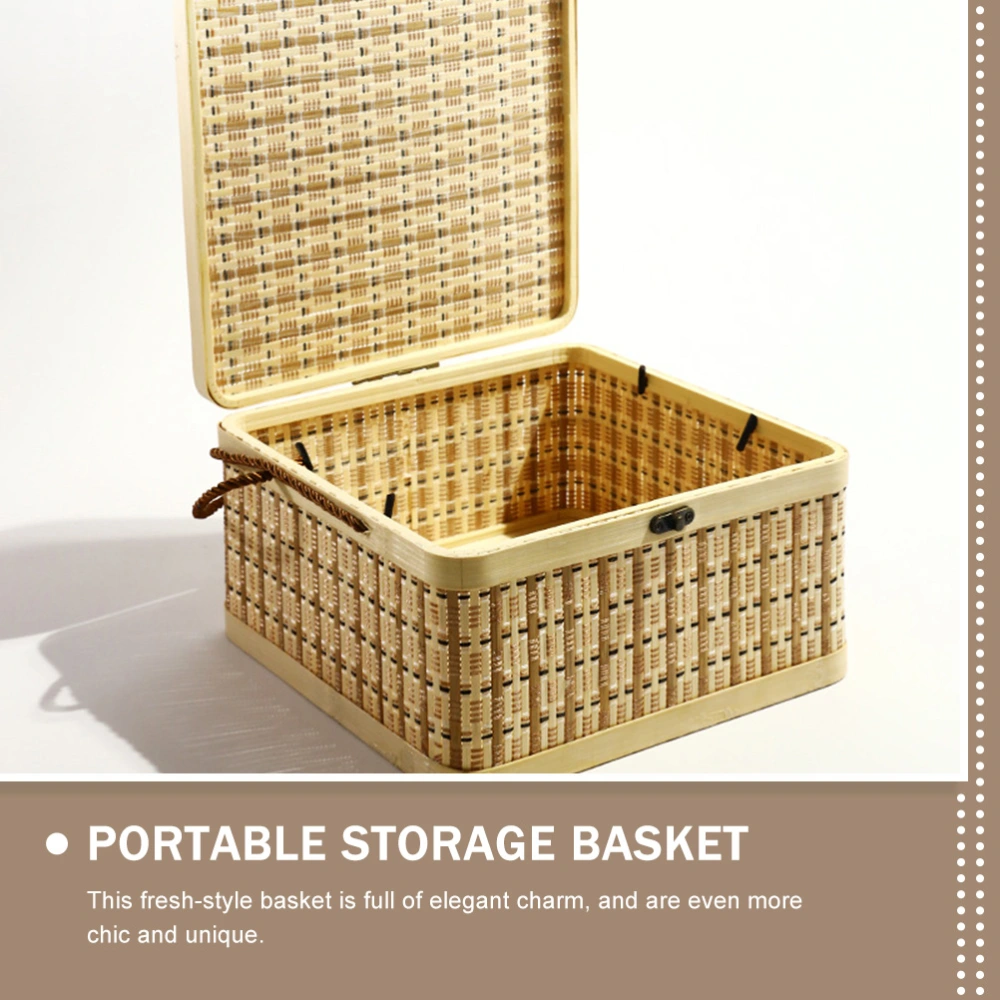 Square Portable Bamboo Basket Zongzi Moon Cake and Egg Packing Gift Box