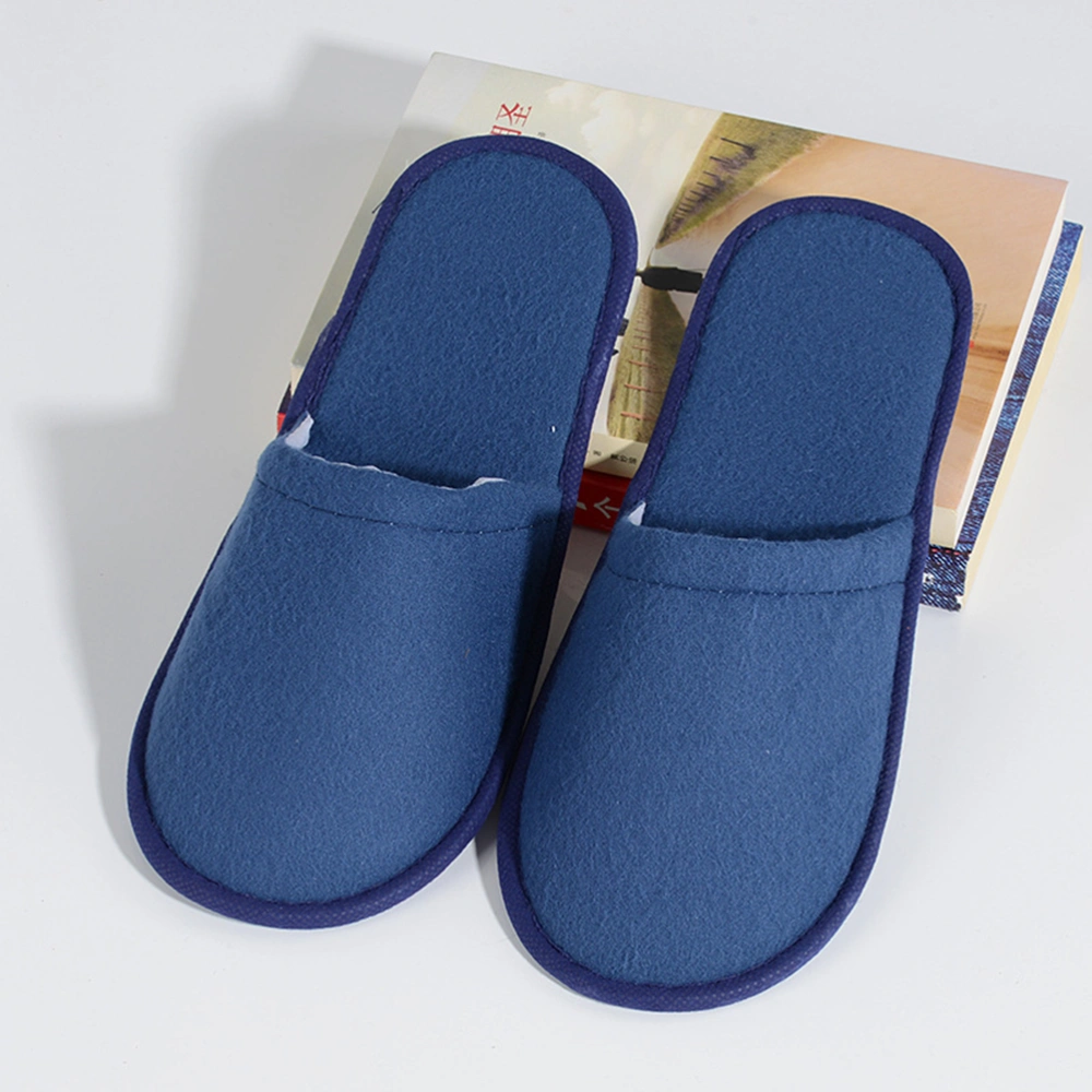 1 Pair Disposable Terry Fabric Slippers Comfortable Indoor Slippers for Home Hotel Size 43 (Blue)