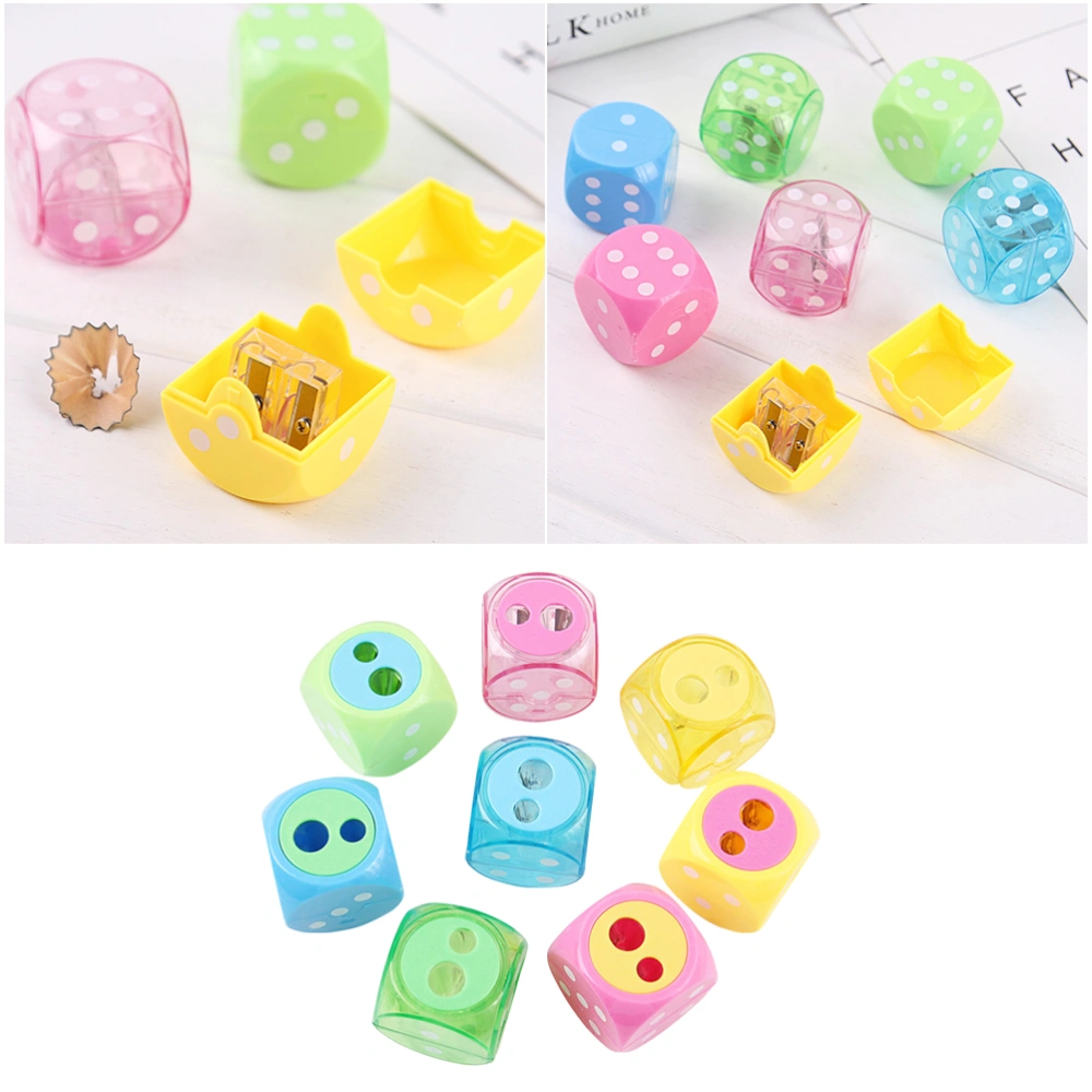 8pcs Plastic Design Sharpener Pencil Sharpener Handheld Sharpener Two Holes Students Stationery Supplies for Kids Children (Mixed Color)