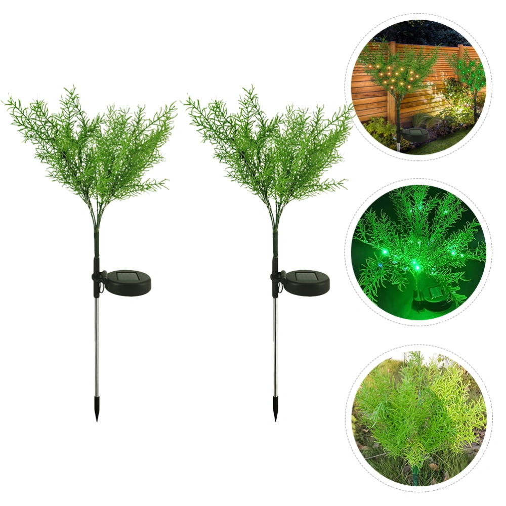 2pcs Creative Solar-powered Garden Lights Emulated Xmas Tree Yard Lamps (Green)