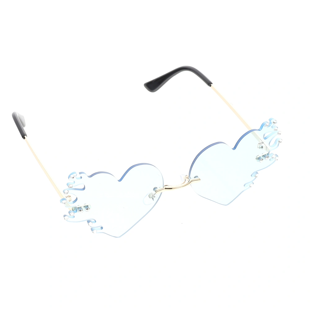 1 Pair of Decorative Heart Sunglasses Personality Heart Glasses Rimless Fire Sunglasses