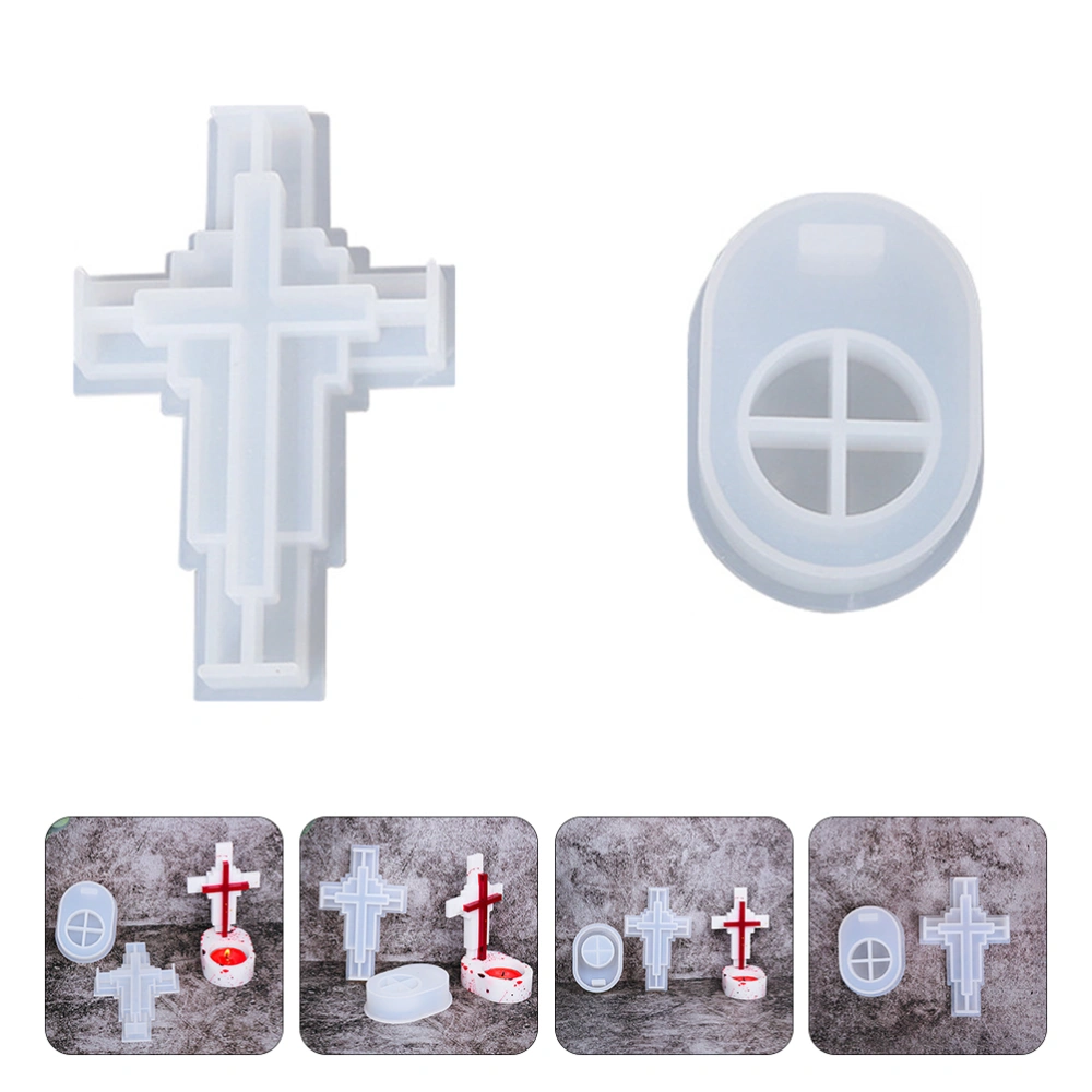 1 Set Silicone Candle Holder Mold DIY Cross Shape Candle Stick Making Molds