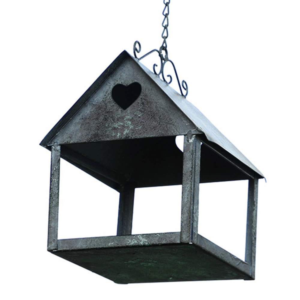 1Pc Iron Art Bird Feeder Unique Park Hanging Ornament Simple Bird Food Container