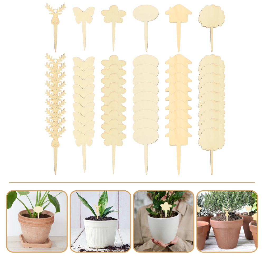 60Pcs Household Plant Markers Decorative Plant Tags Wooden Garden Markers Garden Accessory