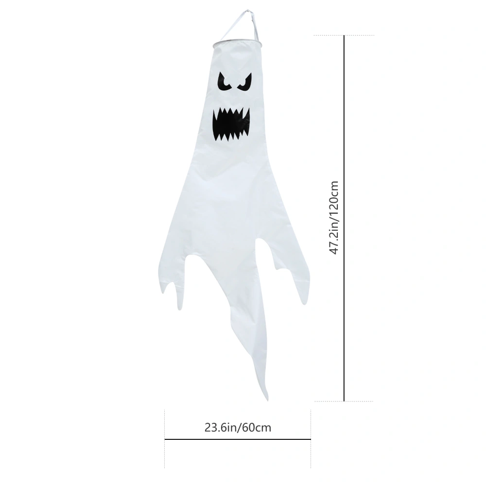 1Pc Halloween Hanging Ghostly Place Decoration Prop Ghost Windsock Decor (White)