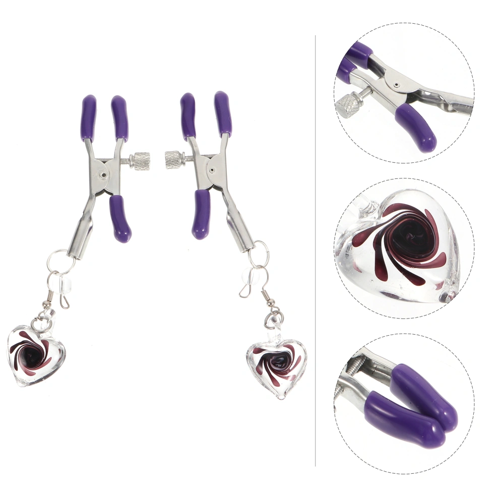 1 Pair Flirting Nipples Clamps Crystal Pendant Metal Nipples Clip Sex Toy