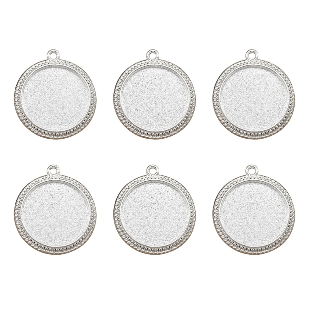 20pcs Alloy Round Pendant Trays Charms DIY Jewelry Making Accessories for Necklace Bracelet (Bright Silver)