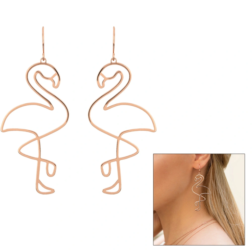 1 Pair Fashion Creative Geometric Hollow Flamingo Dangle Earrings Jewelry for Women Girls (E2008)