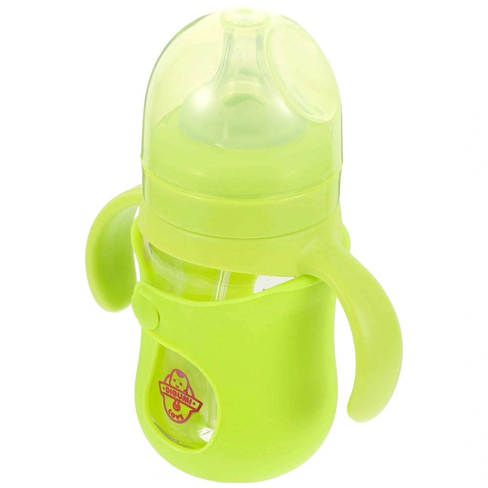 1 Set Glass Feeding Bottle With Silicone Cover Baby Feeding Supply (Light Green)