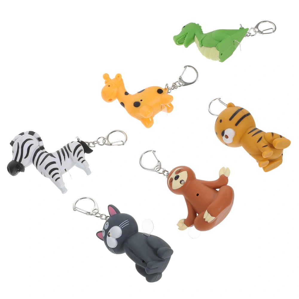 6pcs Luminous Key Chain Cartoon Animal Key Ring LED Key Chain for Kids(Mixed Style)