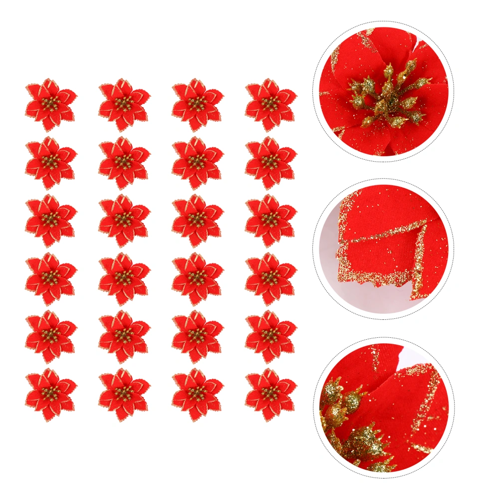 24Pcs Christmas Lifelike Flower Prop Christmas Tree Decor Scene Layout Prop