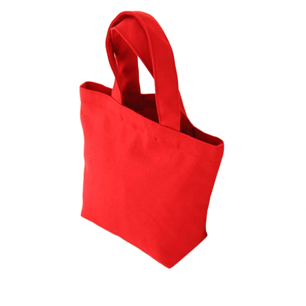 Reusable Canvas Tote Bag for Lunch Box Crafts Shopping Groceries Books (Red)