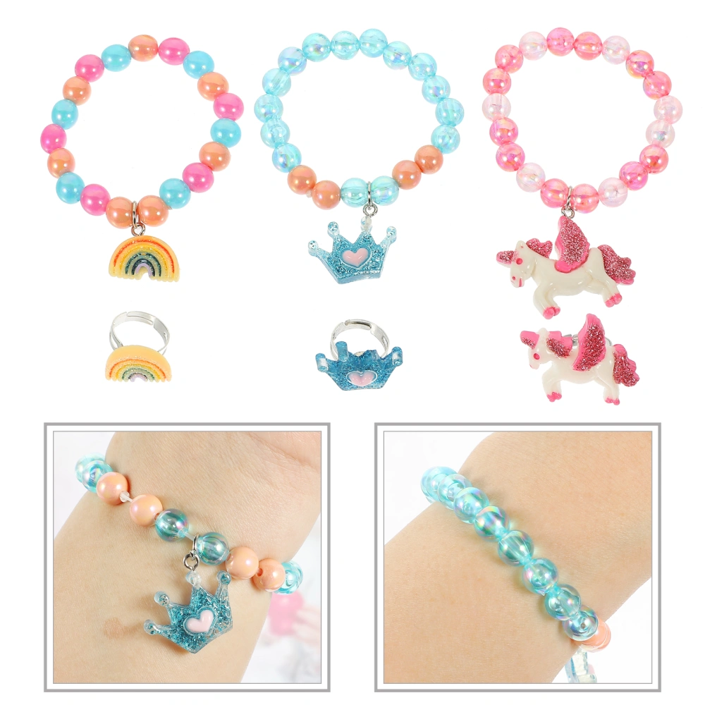 6pcs Kid Cartoon Bracelet Finger Wrist Decoration Exquisite Beaded Bracelets