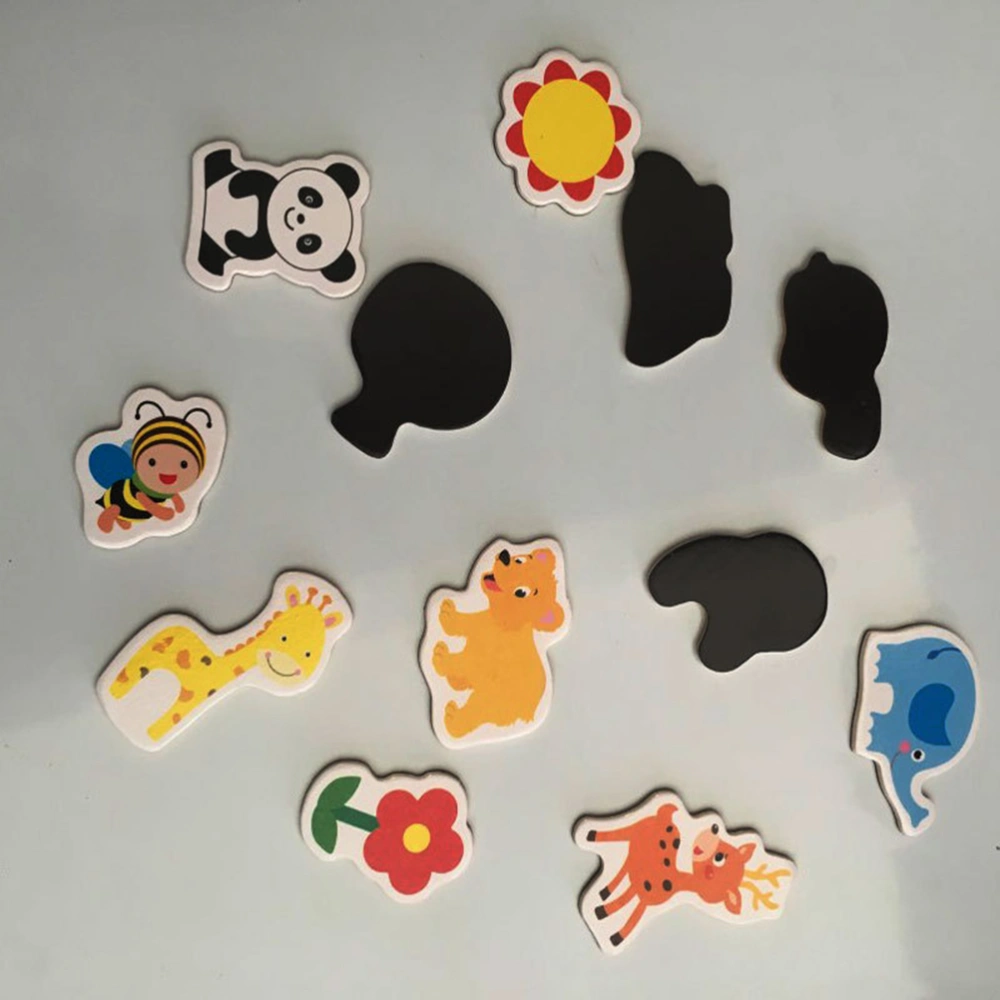 24Pcs Cartoon Animal Pattern Wood Fridge Magnet Stickers Kids Educational Toy (Random Pattern)