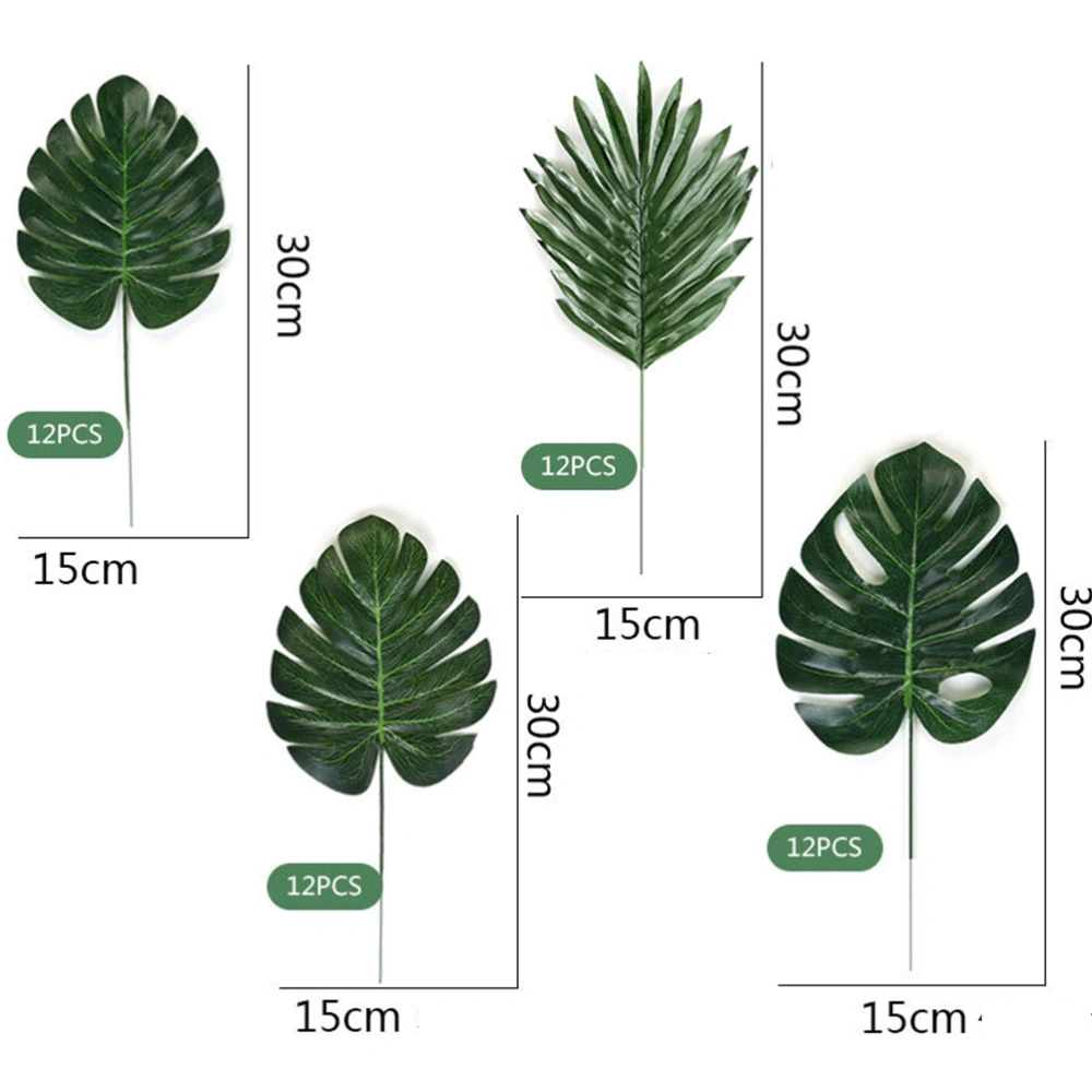 48pcs Hawaii Turtle Leaves Artificial Palm Leaf Home Decoration Party Plants Leaf