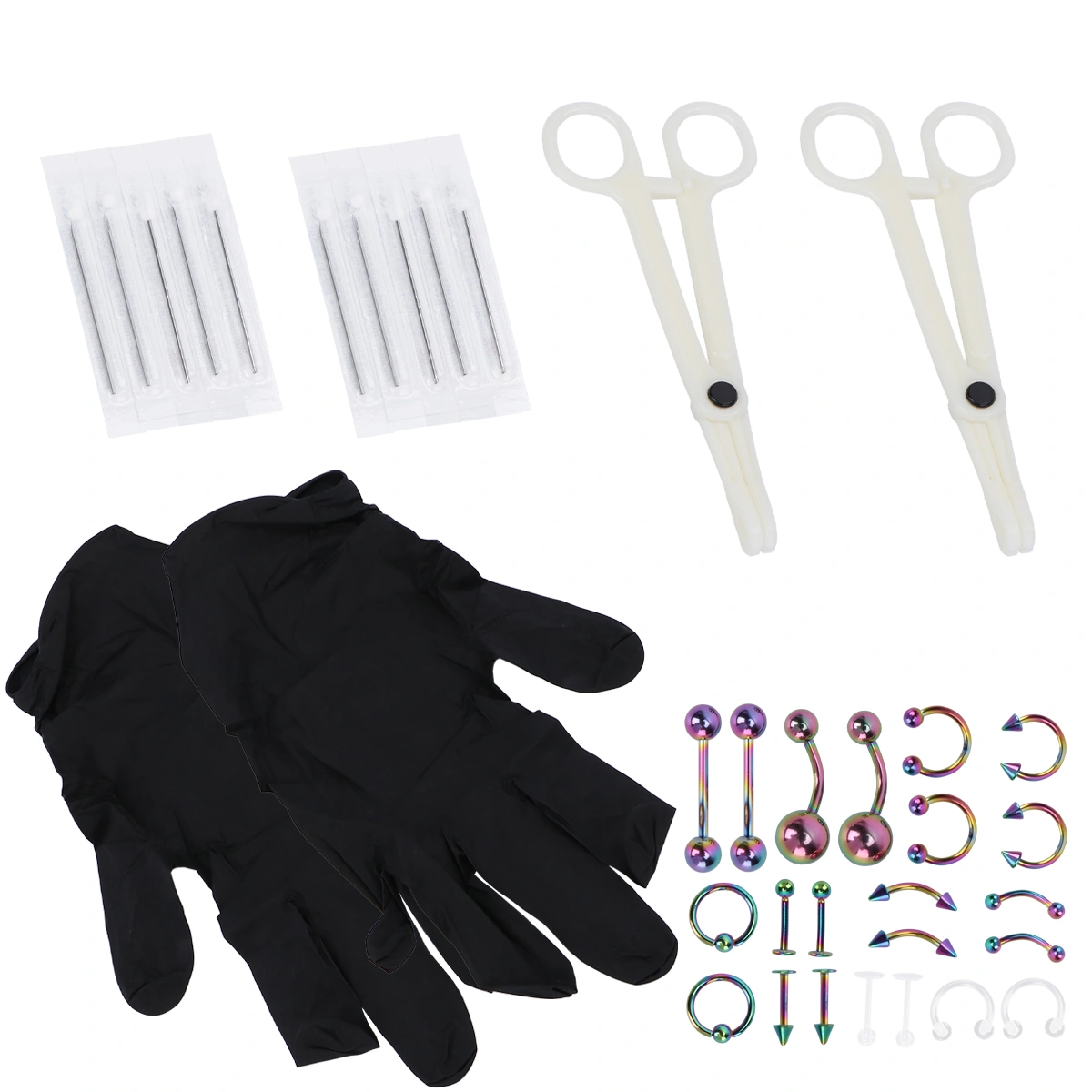 1 Set of 36PCS Combination Piercing Tool Set Puncture Jewelry Tool Set Body Piercing Jewelry Set for Shop Home (Combination Set 7 Colorful)