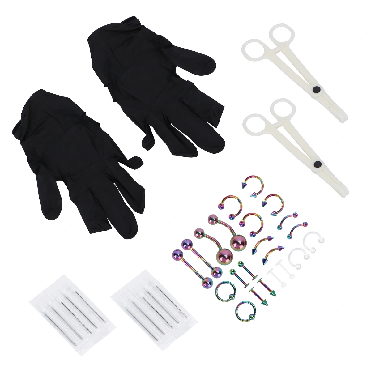 1 Set of 36PCS Combination Piercing Tool Set Puncture Jewelry Tool Set Body Piercing Jewelry Set for Shop Home (Combination Set 7 Colorful)