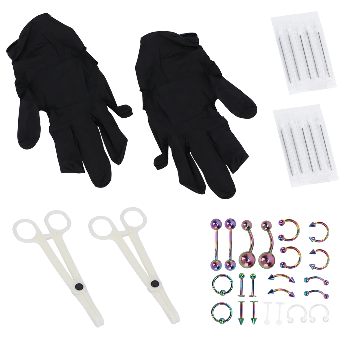 1 Set of 36PCS Combination Piercing Tool Set Puncture Jewelry Tool Set Body Piercing Jewelry Set for Shop Home (Combination Set 7 Colorful)