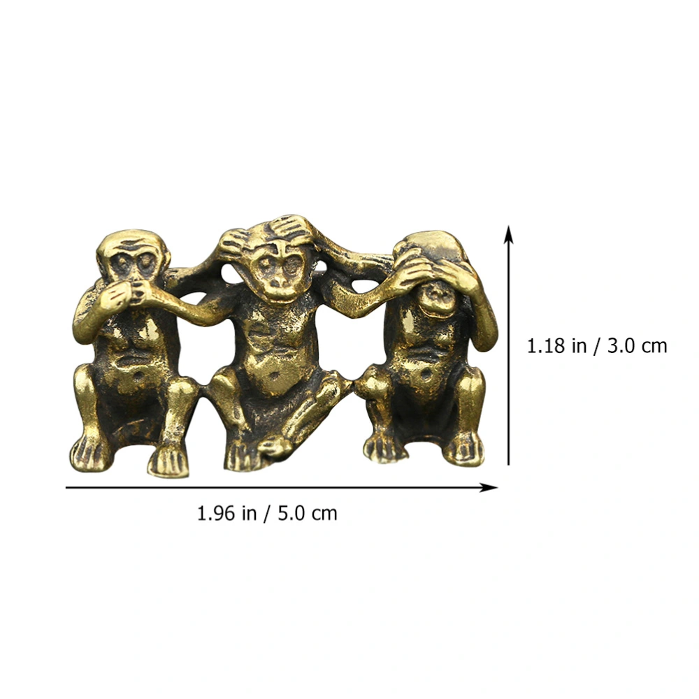 Pure Brass Three Monkeys Ornament Game Apes Statue Desktop Ornament