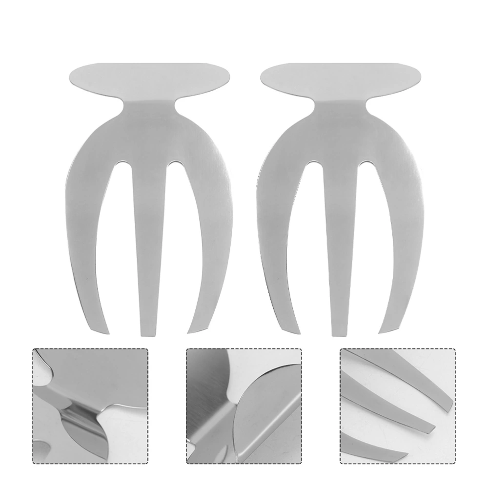 2Pcs Home Salad Claws Stainless Steel Salad Forks Vegetable Forks (Silver)